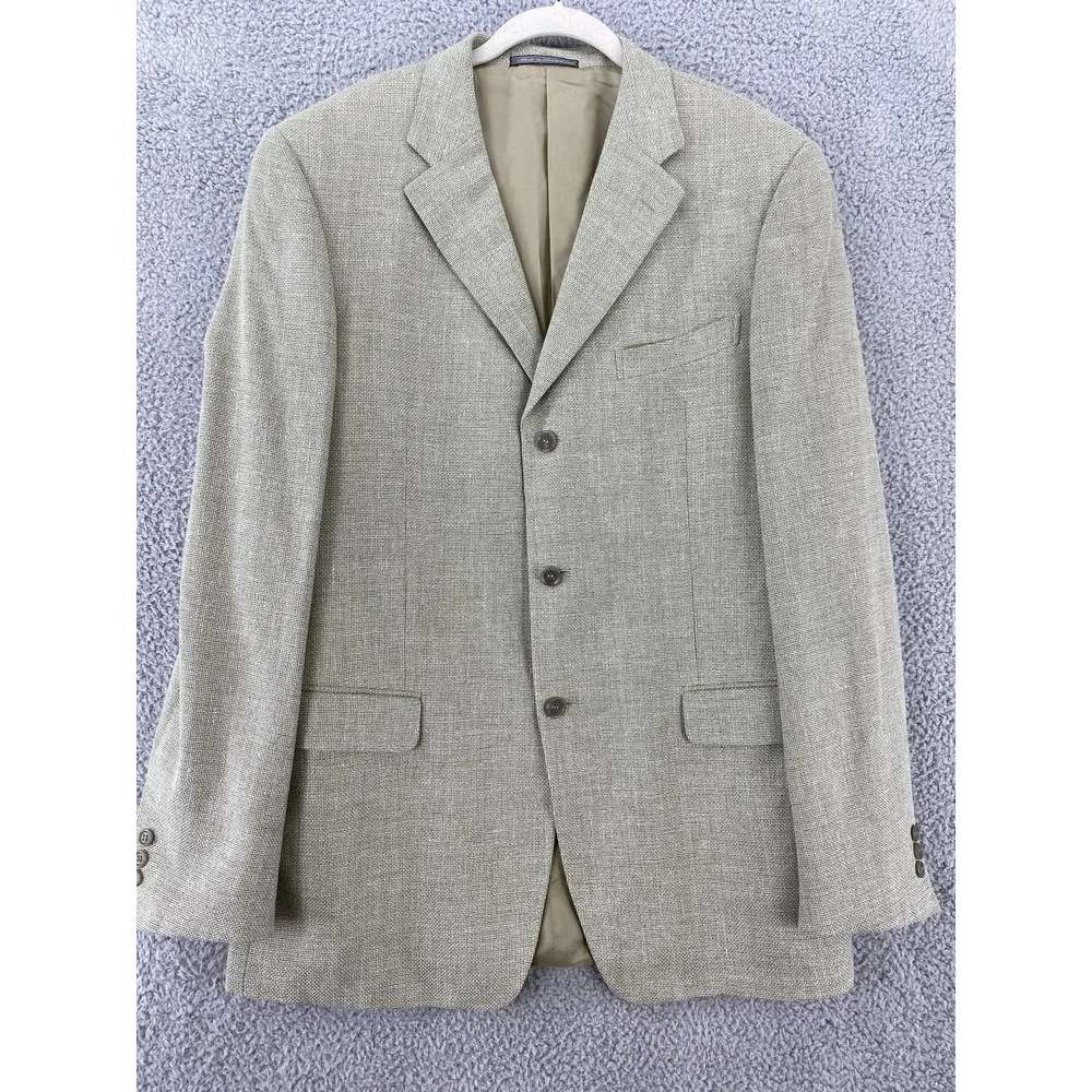 Ermenegildo Zegna‎ Blazer Mens 54L Beige Soft Wool Silk Linen Saks Sport Coat